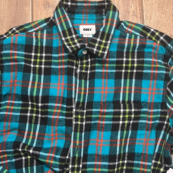 OBEY plaid shirt. Thick organic cotton. Great color pattern - Picture 6 of 6